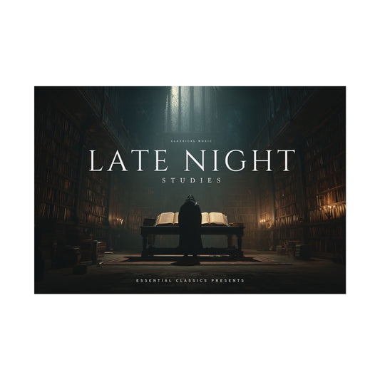 Late Night Studies - Dark Library Print, Evening Reading Poster, Moody Library Print, Cozy Reading Nook Poster