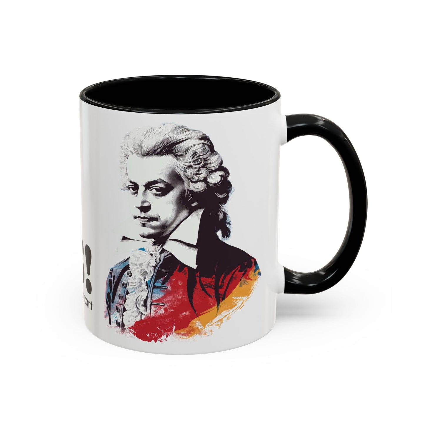 Two Flutes Mug in White (USA) - Mozart Flute Quote Mug, Mozart Mug, Classical Music Mug, Funny Mozart Quote