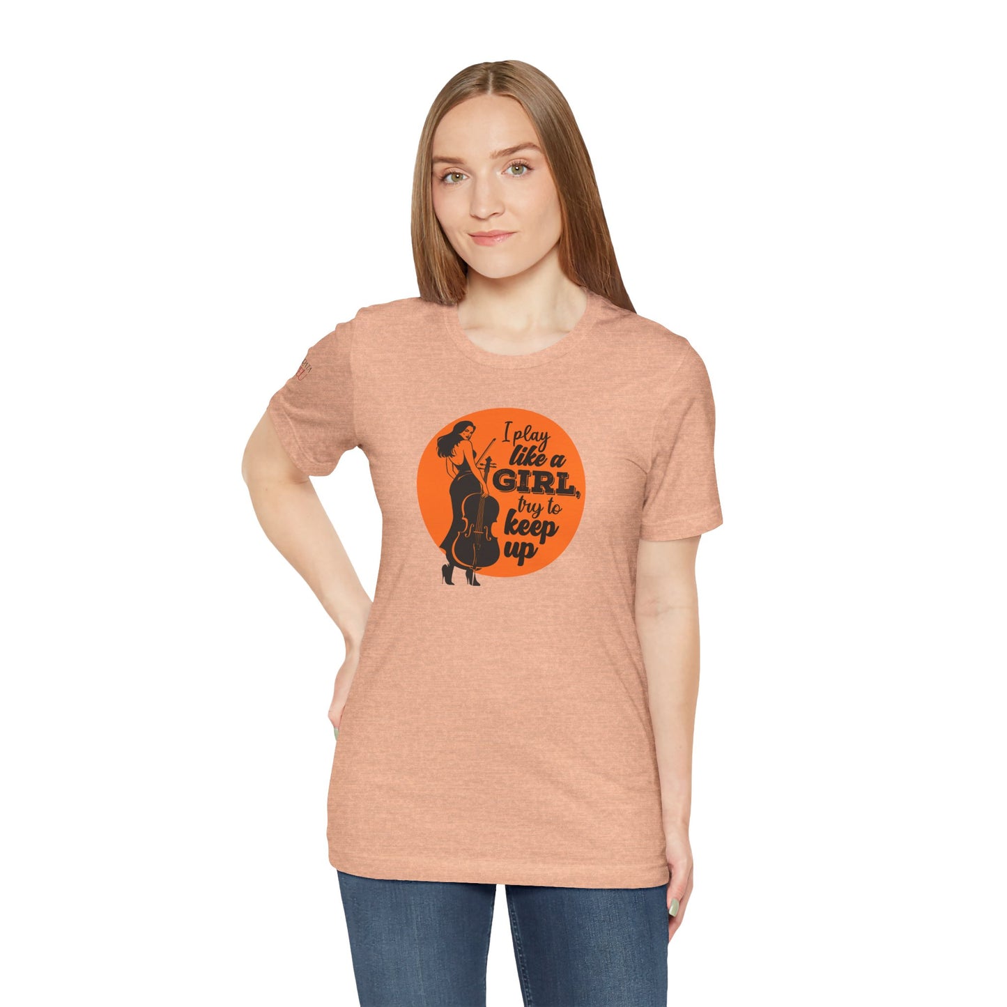 Play like a Girl T-Shirt (Light): Camerata Romeu Shirt, Play like a Girl Shirt, Orchestra Shirt, Female Musician Shirt, Cello Shirt