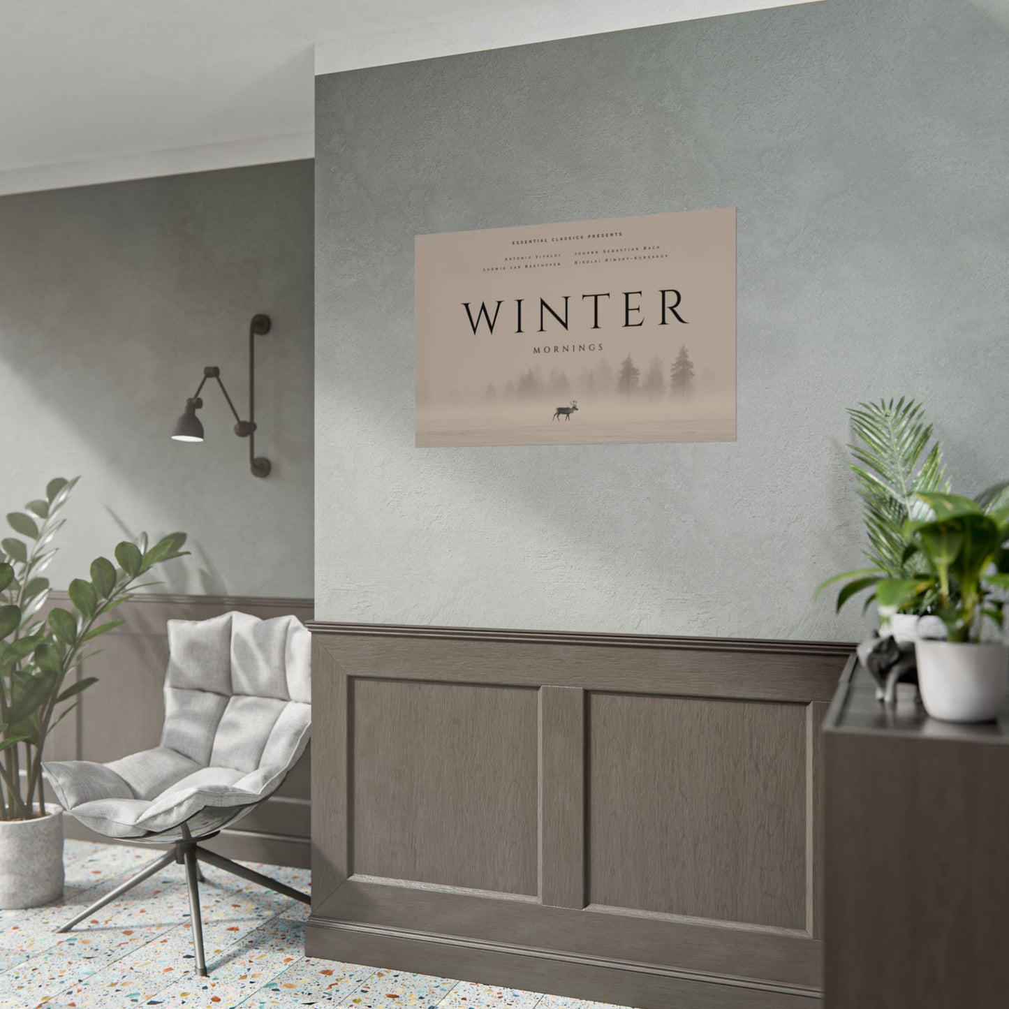Winter Morning - Classical Music Rolled Poster, Mozart Vivaldi & Bach Inspired Art, Winter Print, Soft Morning Poster, Wilderness Print