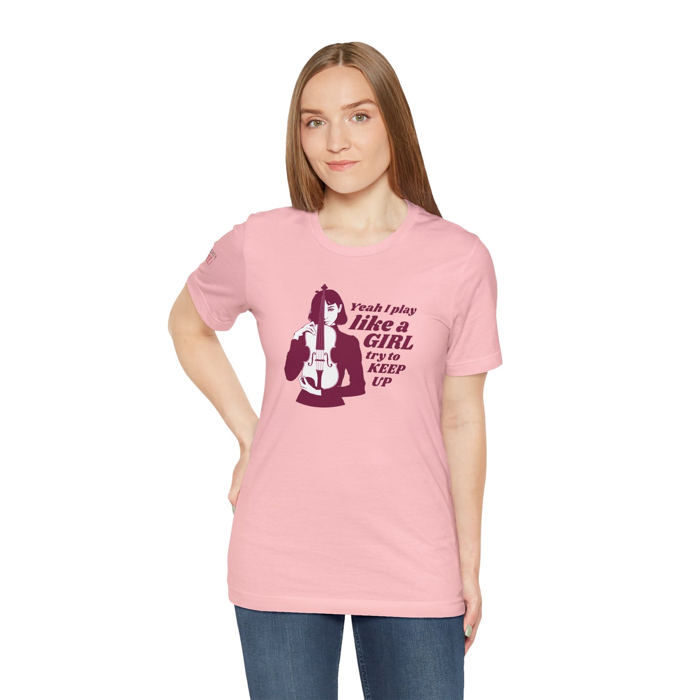 Play like a Girl- Violin T-Shirt (Light): Camerata Romeu Shirt, Play like a Girl Shirt, Orchestra Shirt, Female Musician Shirt,  Violin Shirt