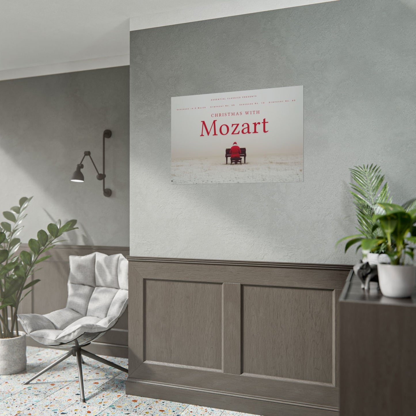 Mozart Christmas - Santa Poster, Santa Playing Piano Print, Holiday Print, Christmas Poster, Winter Print, Mozart Holiday Poster