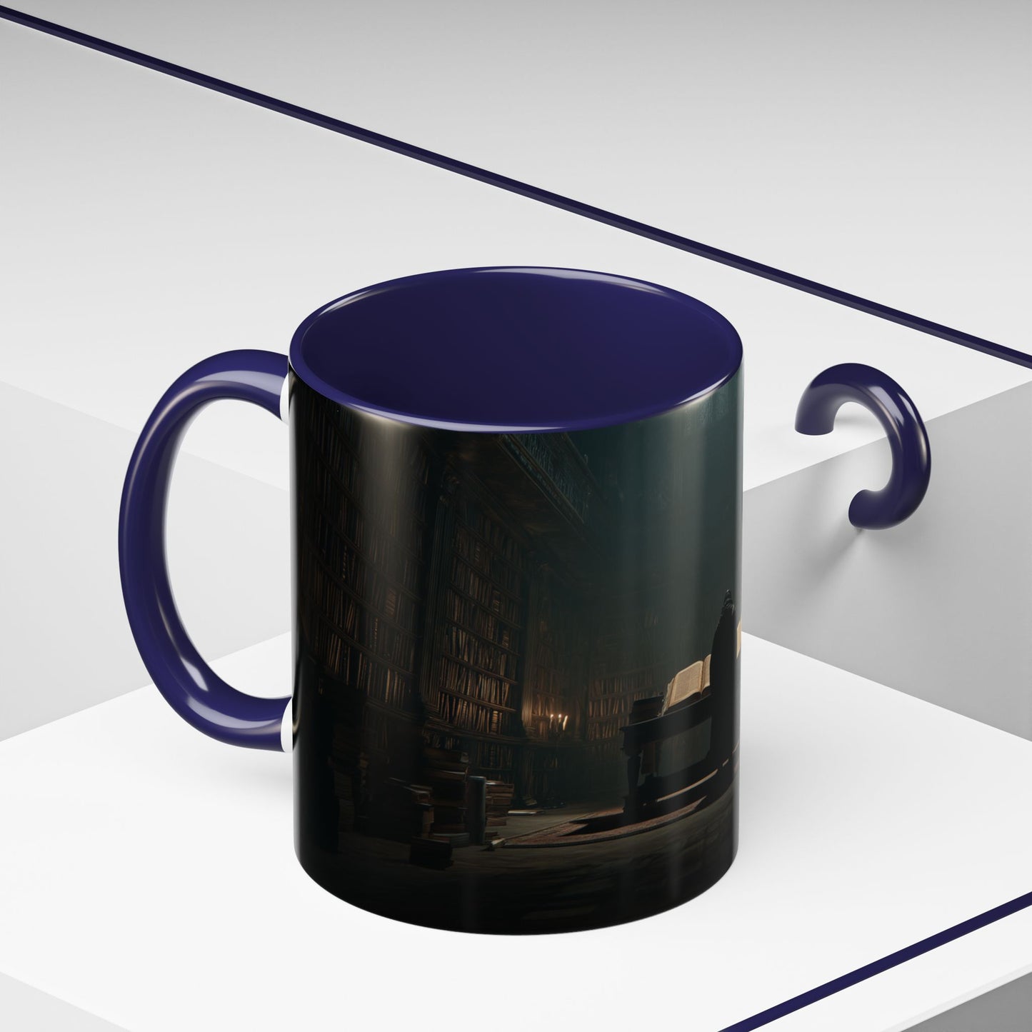 Late Night Studies Mug (EU) - Dark Library Mug, Evening Reading Mug, Moody Library Mug, Cozy Reading Mug, Library Mug