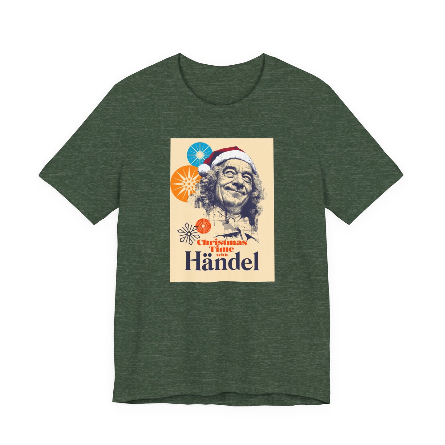 Christmas with Händel - Holiday T-Shirt, Santa Shirt, Händel with Santa Hat T-Shirt, Classical Music Christmas Shirt