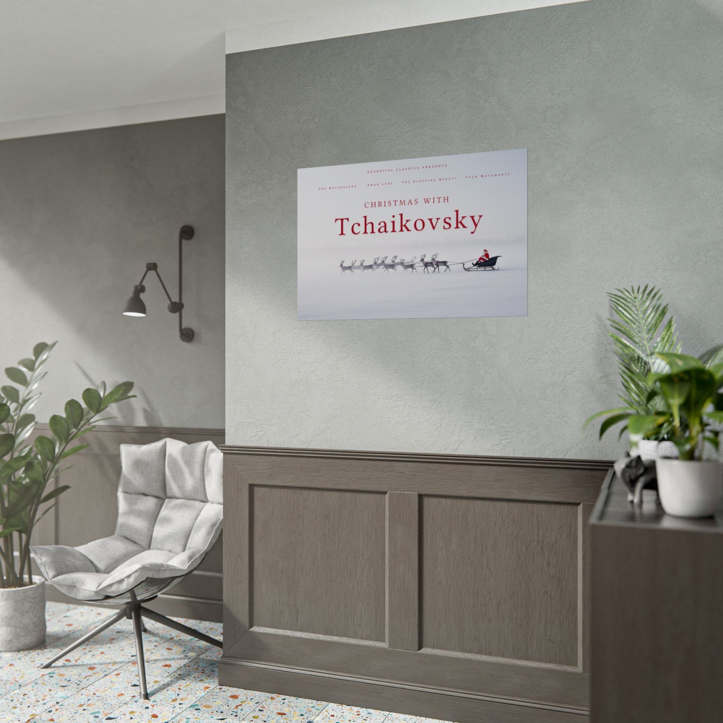 Christmas with Tchaikovsky- Santa's Sleigh Print, The Nutcracker Poster, Christmas Print, Santa Poster, Tchaikovsky Poster, Winter Print, North Pole Poster