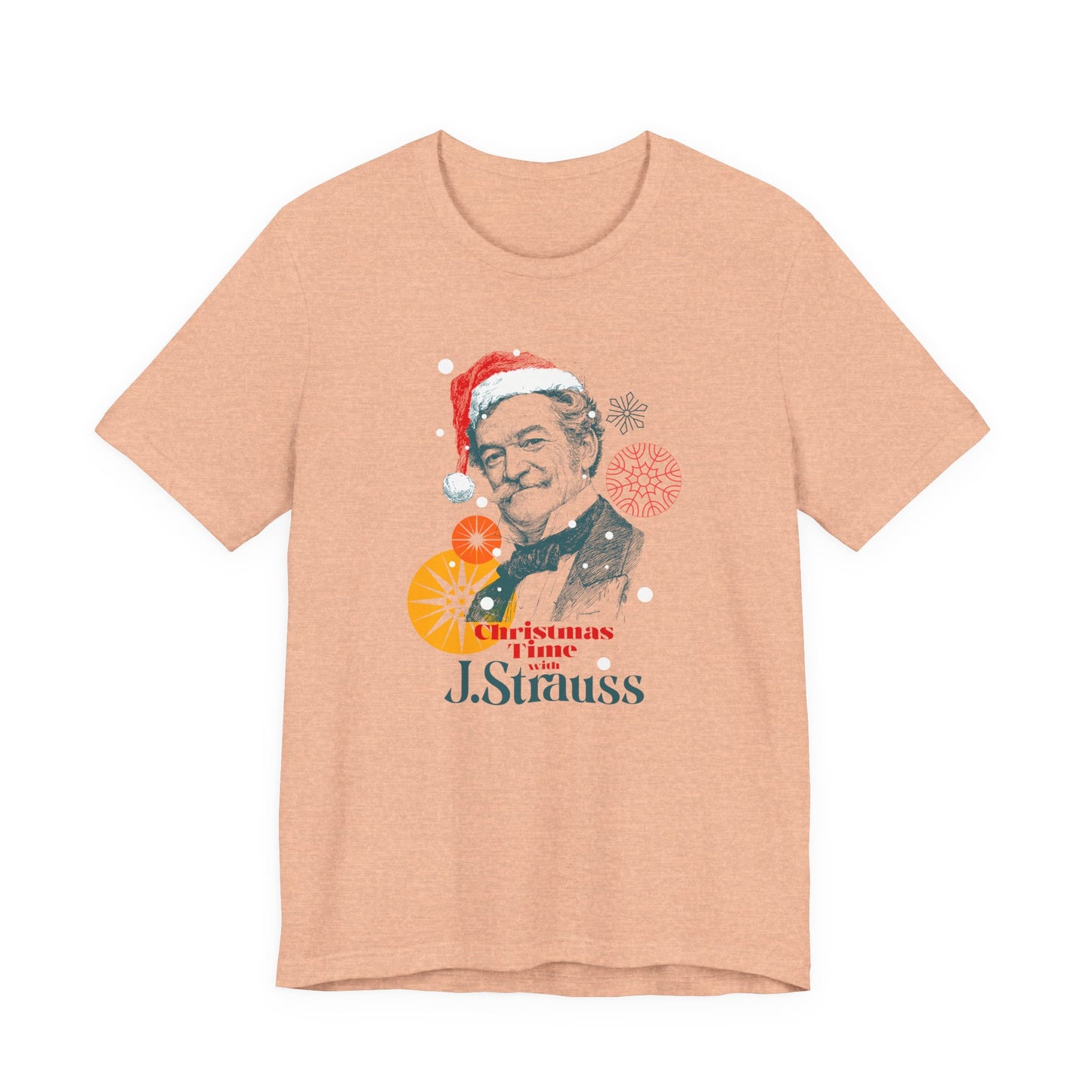 Christmas with Strauss - Holiday T-Shirt, Santa Shirt, Strauss with Santa Hat T-Shirt, Classical Music Christmas Shirt