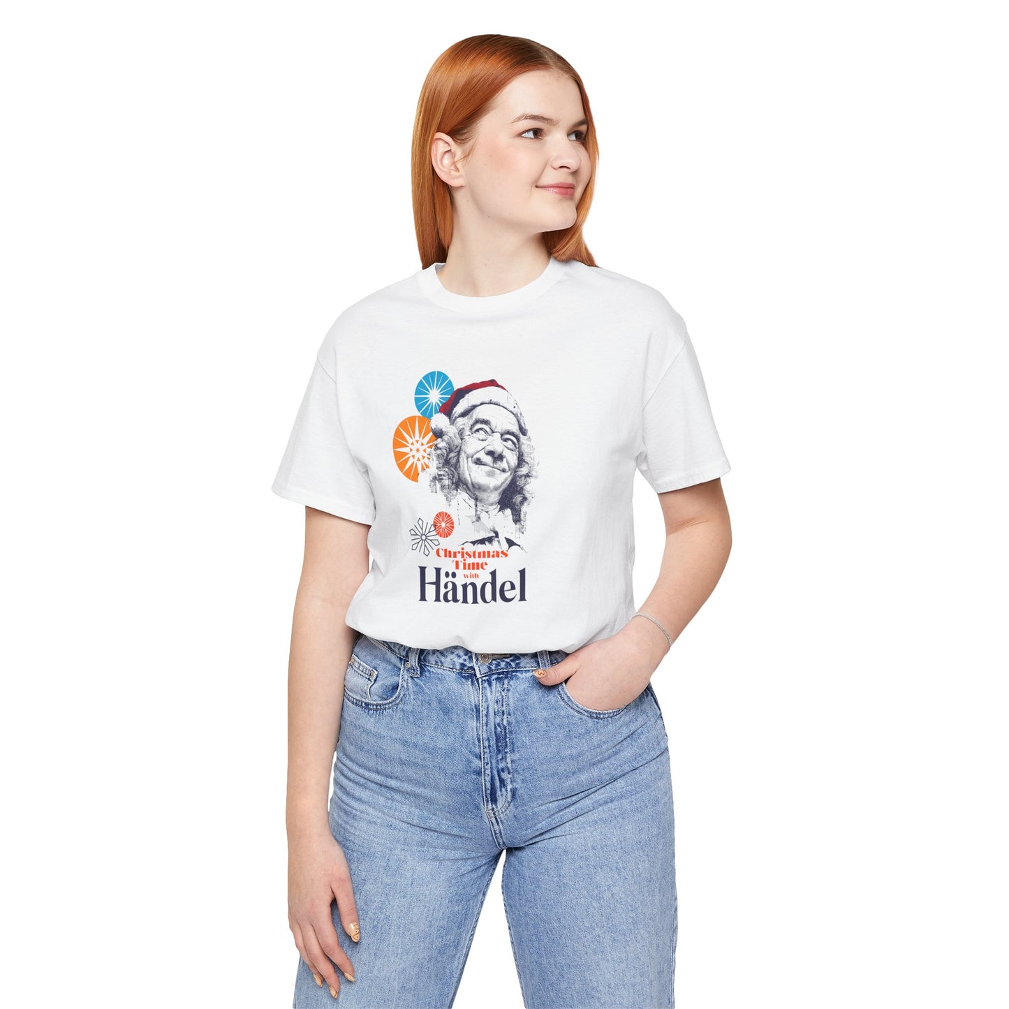 Christmas with Händel - Holiday T-Shirt, Santa Shirt, Händel with Santa Hat T-Shirt, Classical Music Christmas Shirt