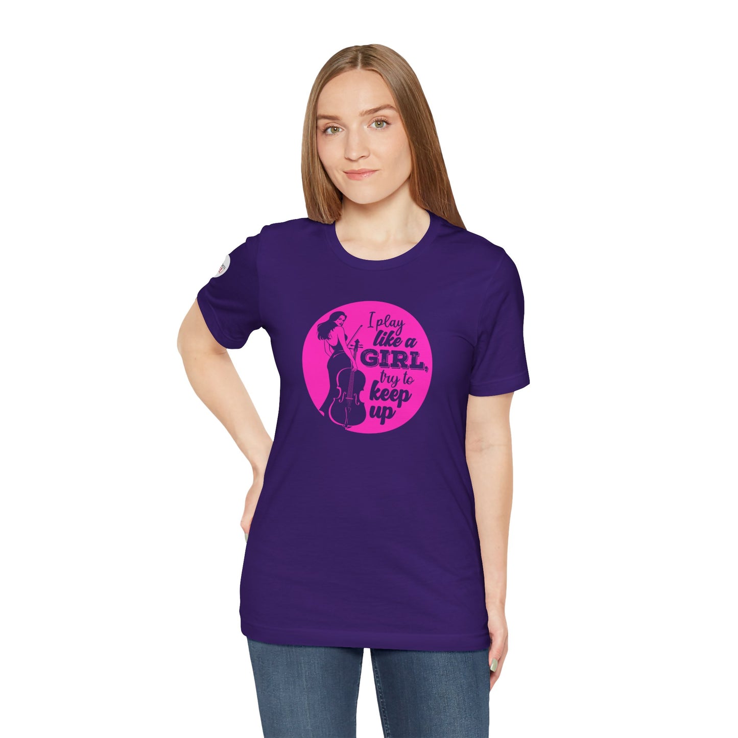 Play like a Girl T-Shirt (Dark): Camerata Romeu Shirt, Play like a Girl Shirt, Orchestra Shirt, Female Musician Shirt, Cello Shirt