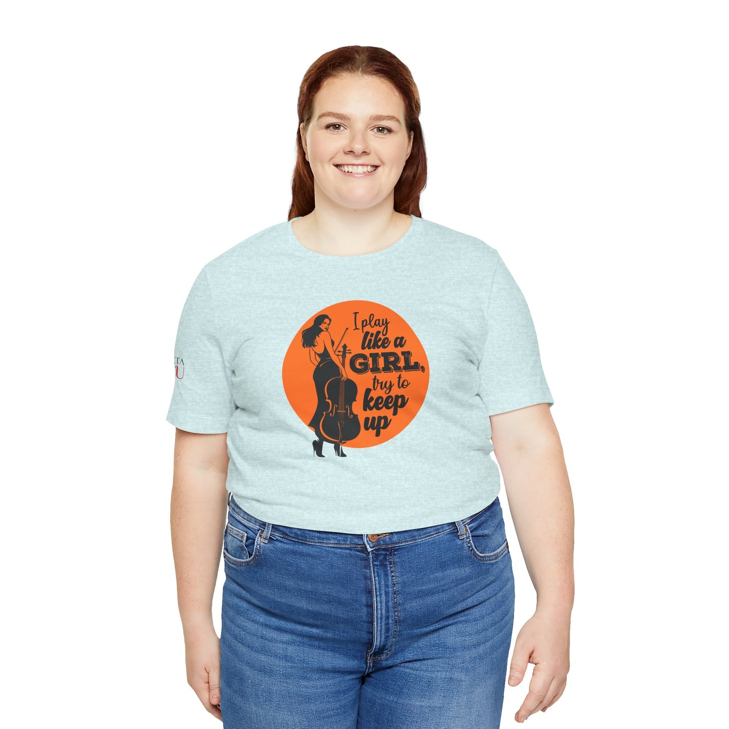 Play like a Girl T-Shirt (Light): Camerata Romeu Shirt, Play like a Girl Shirt, Orchestra Shirt, Female Musician Shirt, Cello Shirt
