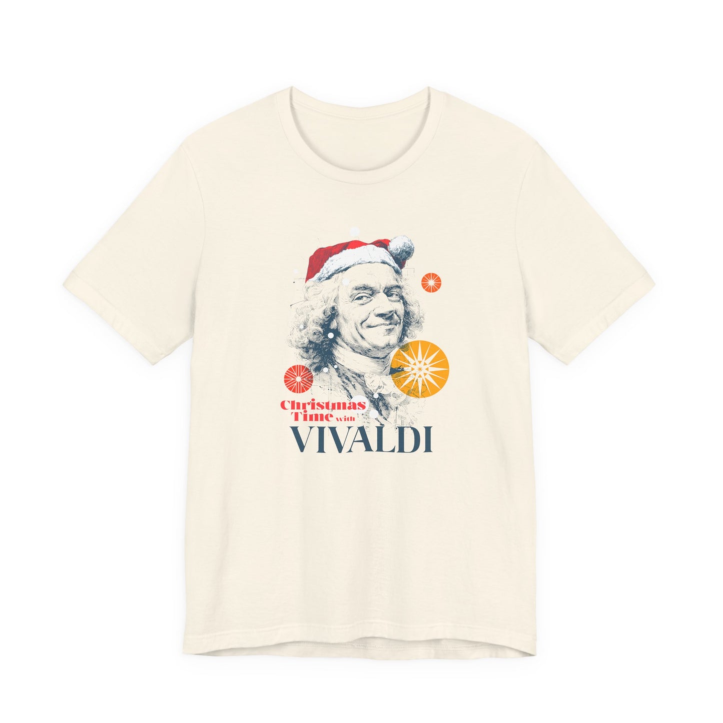 Christmas with Vivaldi - Holiday T-Shirt, Santa Shirt, Vivaldi with Santa Hat T-Shirt, Classical Music Christmas Shirt