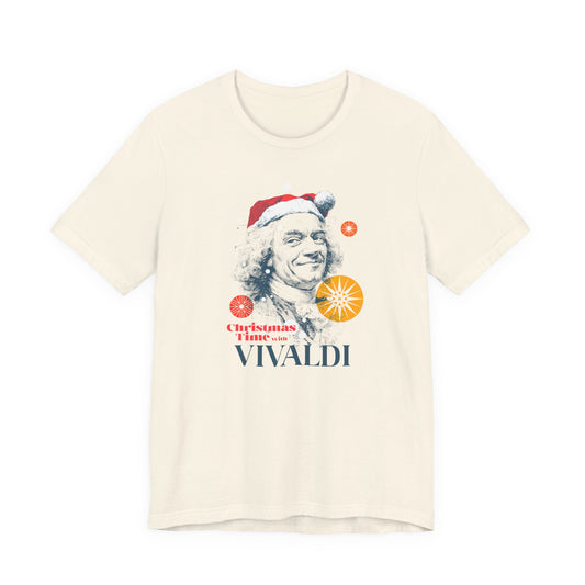 Christmas with Vivaldi - Holiday T-Shirt, Santa Shirt, Vivaldi with Santa Hat T-Shirt, Classical Music Christmas Shirt