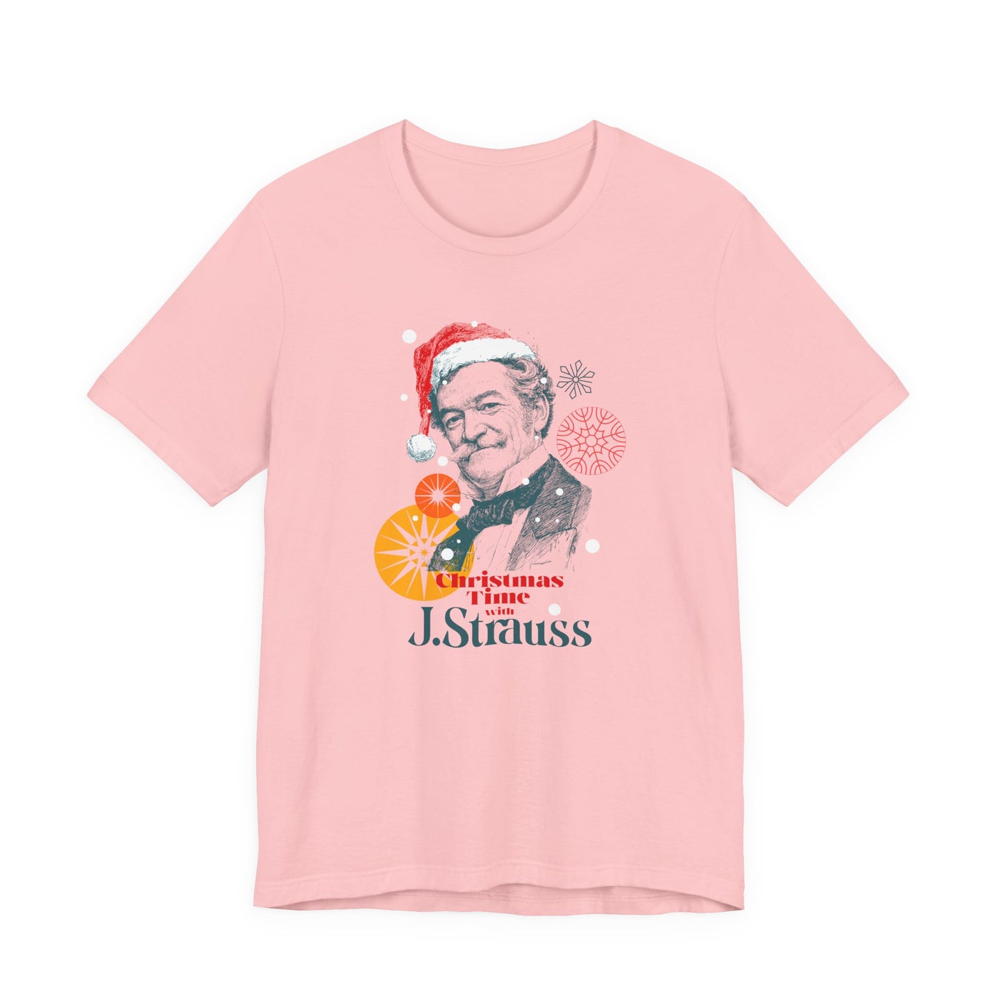 Christmas with Strauss - Holiday T-Shirt, Santa Shirt, Strauss with Santa Hat T-Shirt, Classical Music Christmas Shirt