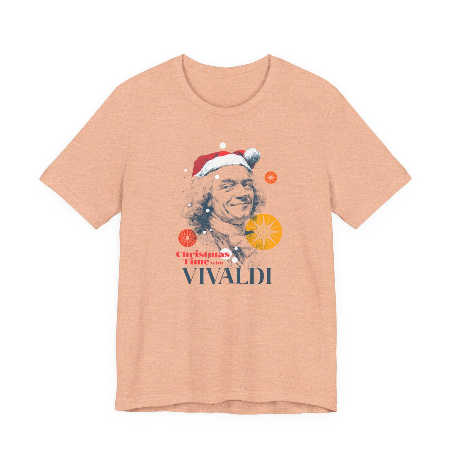 Christmas with Vivaldi - Holiday T-Shirt, Santa Shirt, Vivaldi with Santa Hat T-Shirt, Classical Music Christmas Shirt