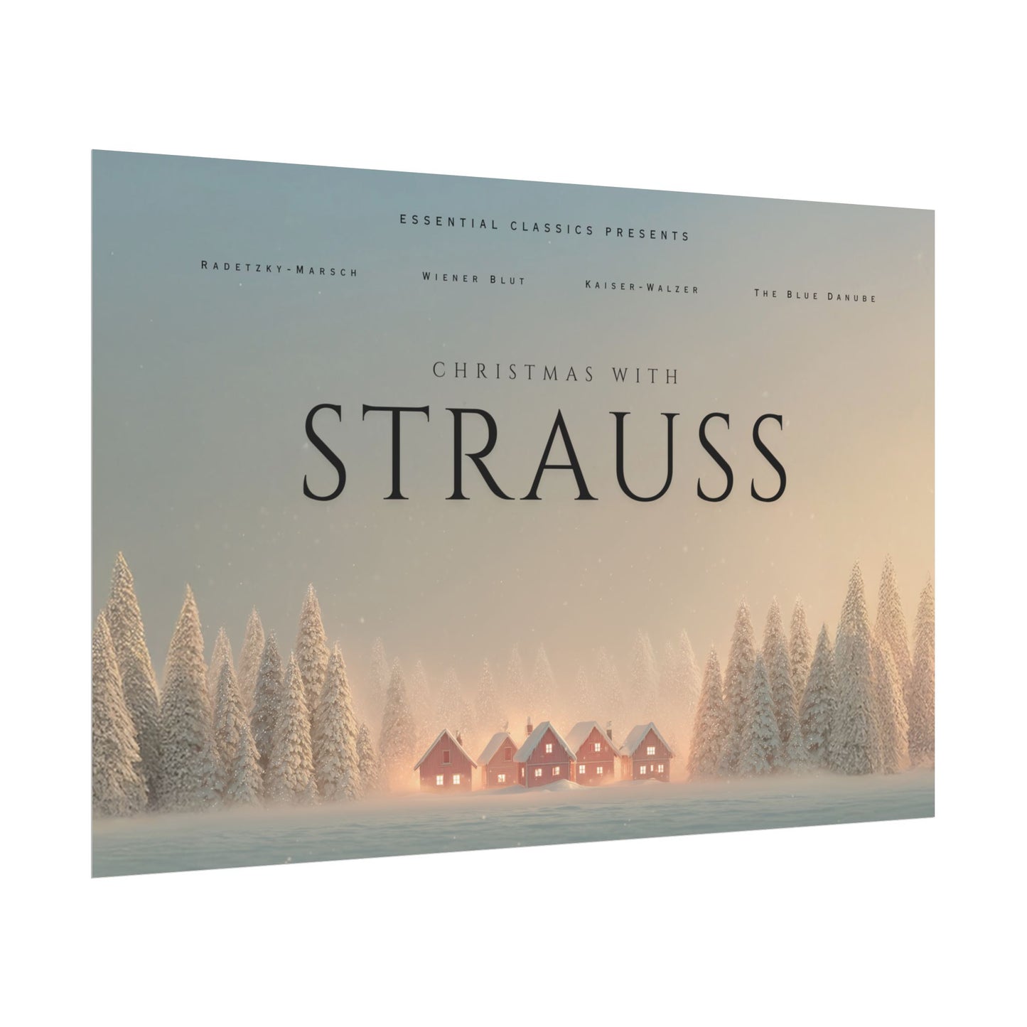 Christmas with Strauss - Classical Christmas Print, Christmas Countryside Poster, Holiday Classics Print, Richard Strauss inspired Poster