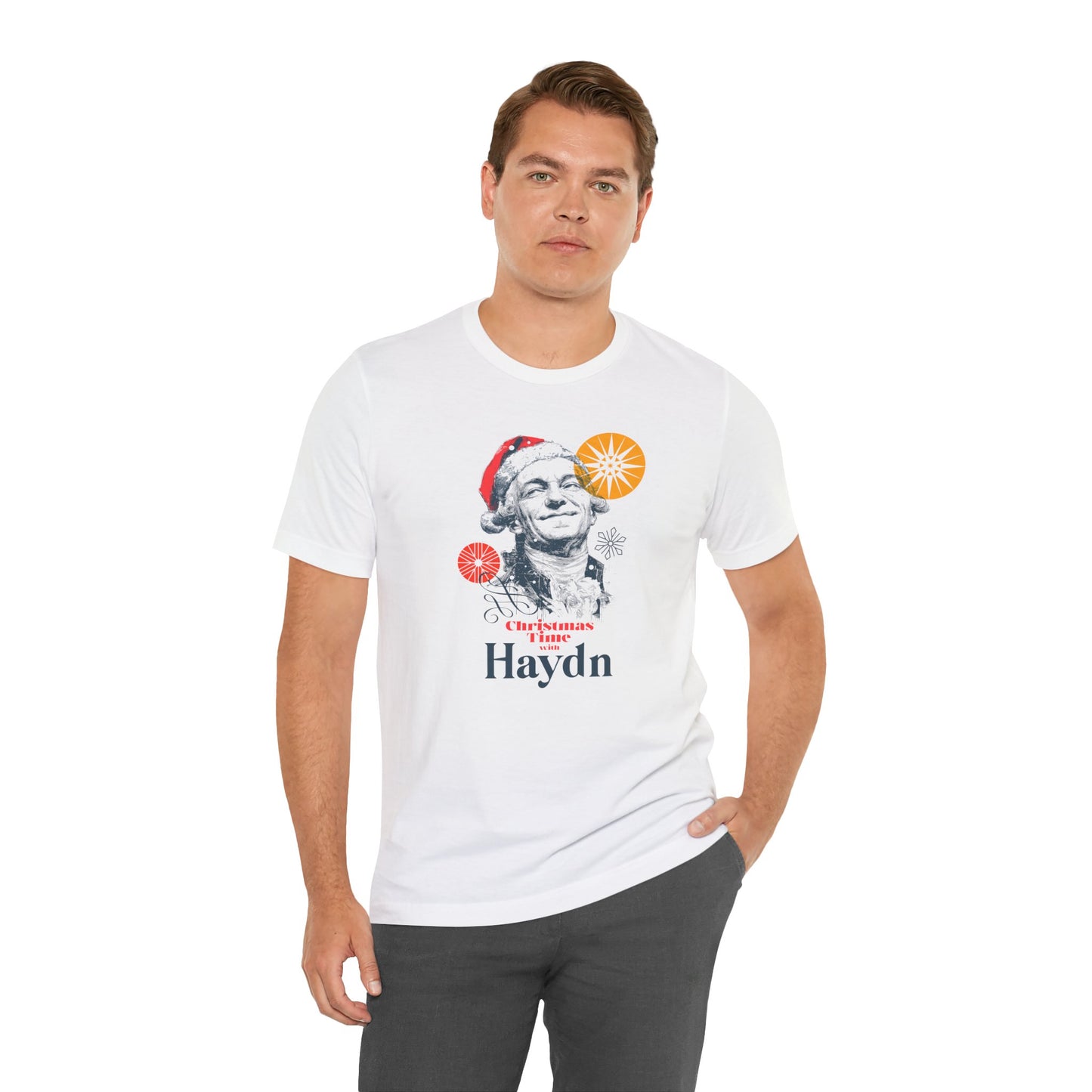 Christmas with Hayden - Holiday T-Shirt, Santa Shirt, Hayden with Santa Hat T-Shirt, Classical Music Christmas Shirt