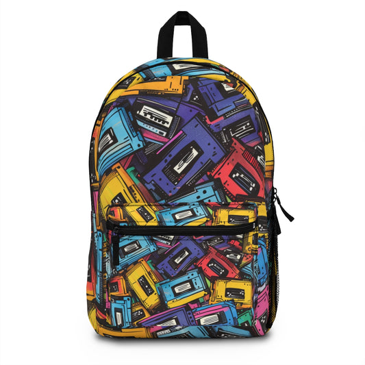 Music Casette Patterned Backpack Doodle Music Casette Backpack