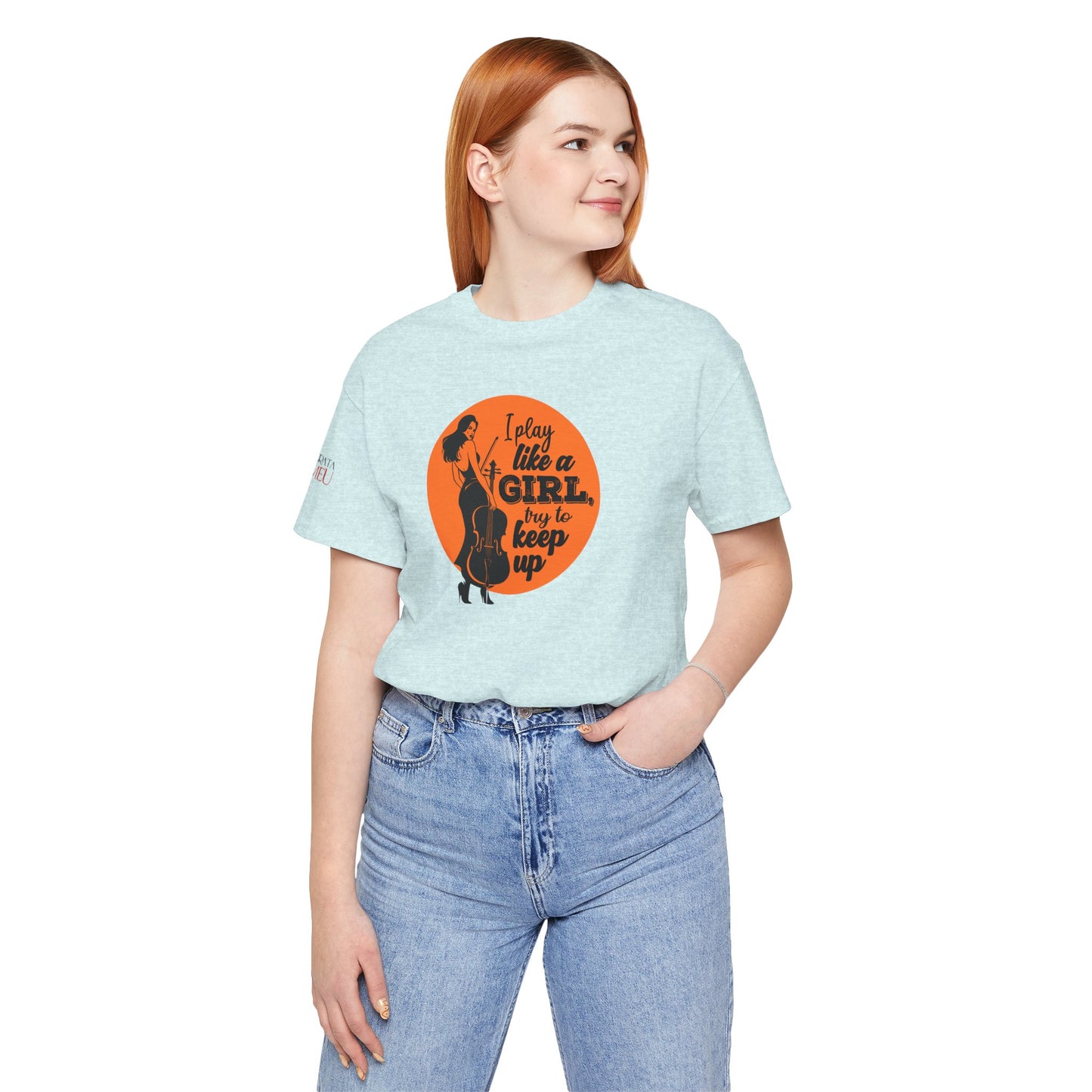 Play like a Girl T-Shirt (Light): Camerata Romeu Shirt, Play like a Girl Shirt, Orchestra Shirt, Female Musician Shirt, Cello Shirt