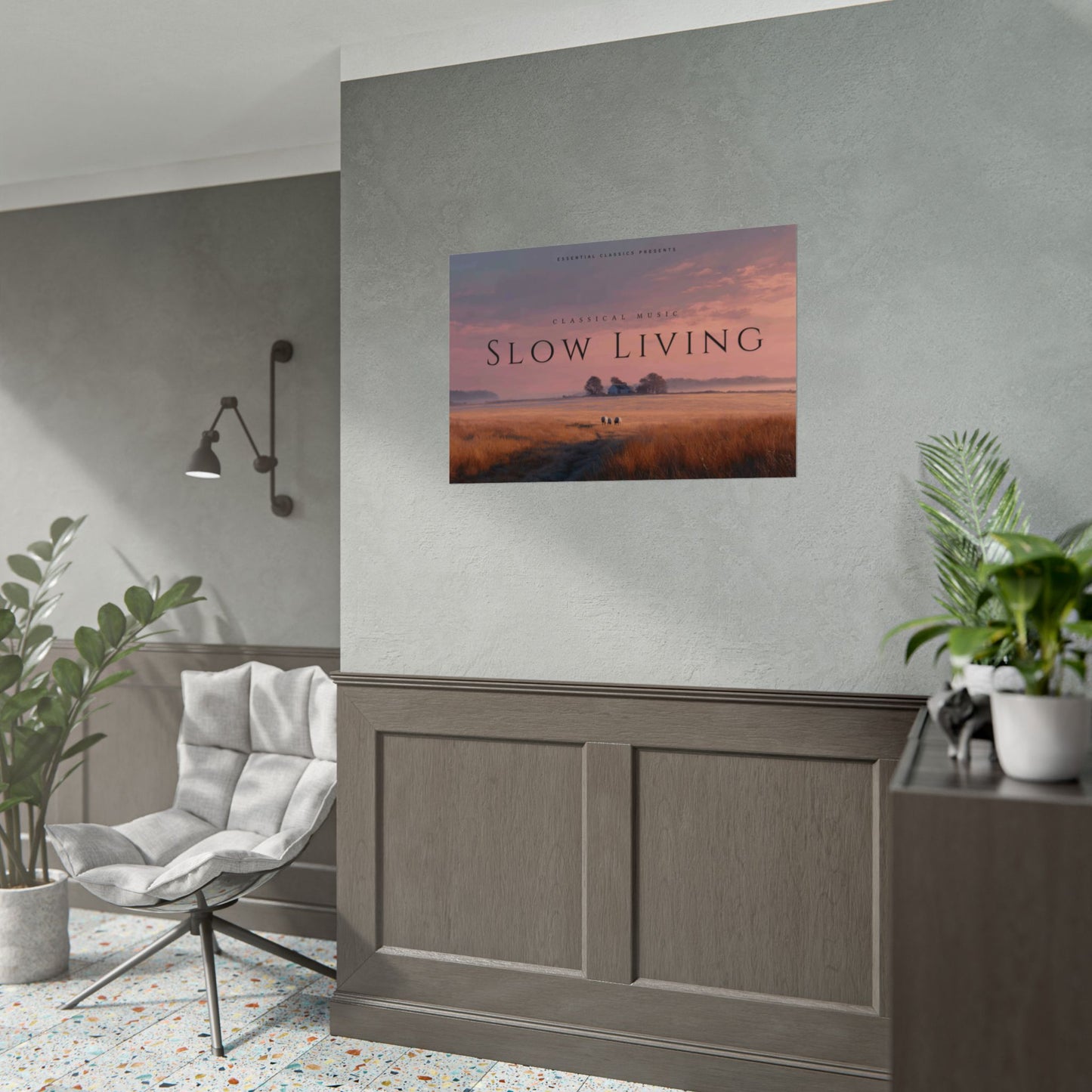 Slow Living - Classical Music for Relaxation and Meditation Print, Peaceful Countryside Poster, Farm and Country Print