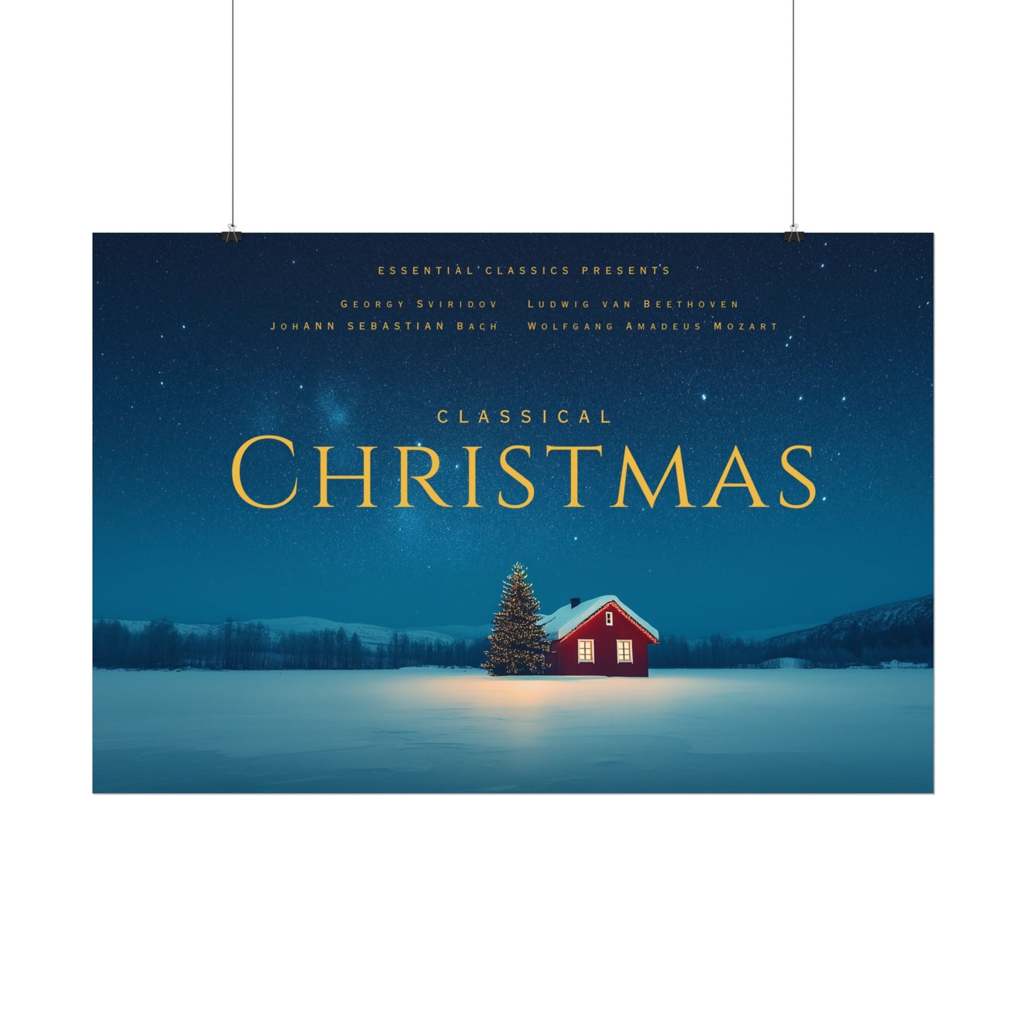 Classical Christmas- Winter Hut Poster, Christmas Print, North Pole Poster, Classical Music Print, Christmas Decor Poster