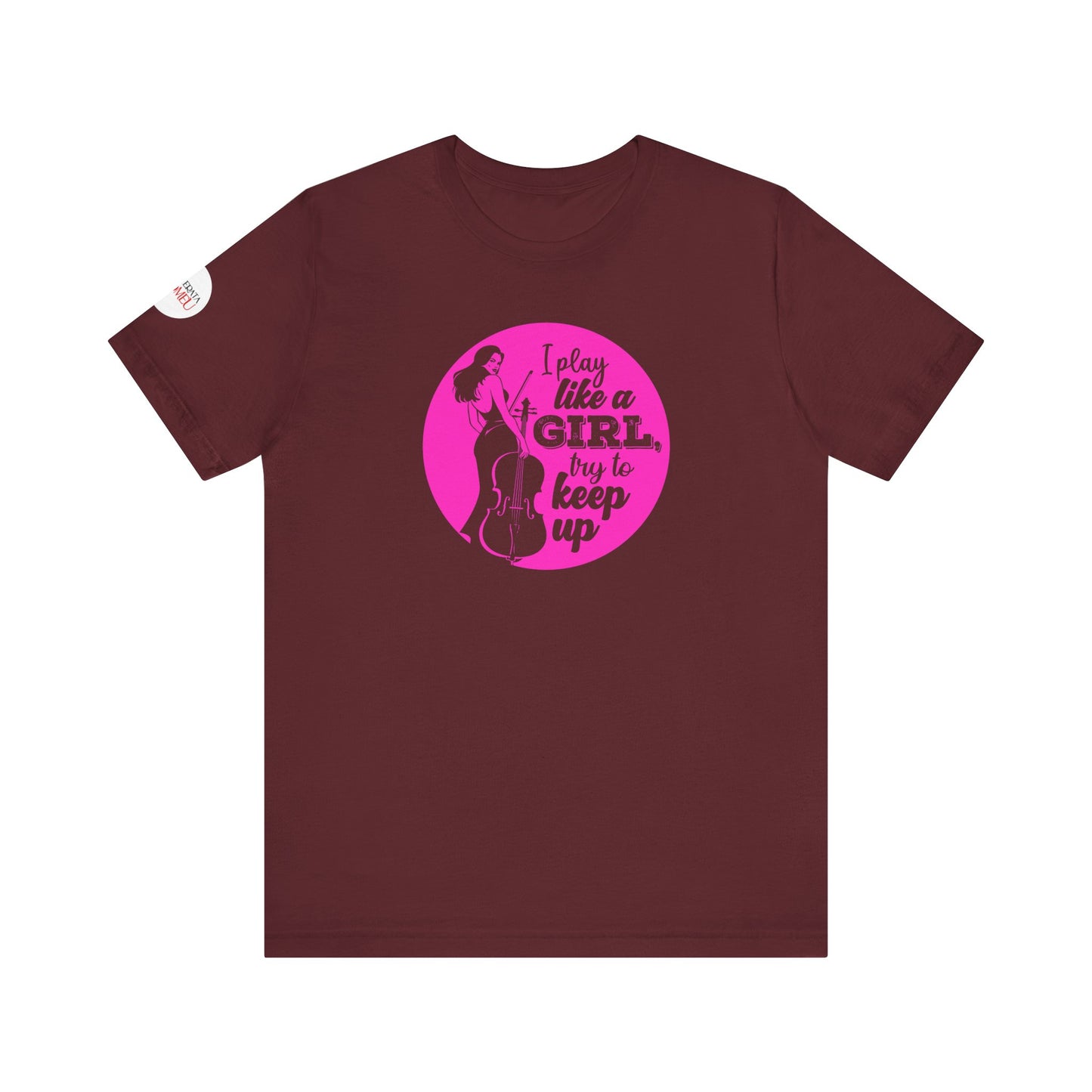 Play like a Girl T-Shirt (Dark): Camerata Romeu Shirt, Play like a Girl Shirt, Orchestra Shirt, Female Musician Shirt, Cello Shirt