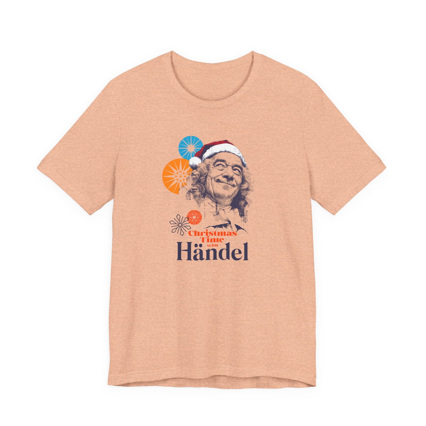 Christmas with Händel - Holiday T-Shirt, Santa Shirt, Händel with Santa Hat T-Shirt, Classical Music Christmas Shirt