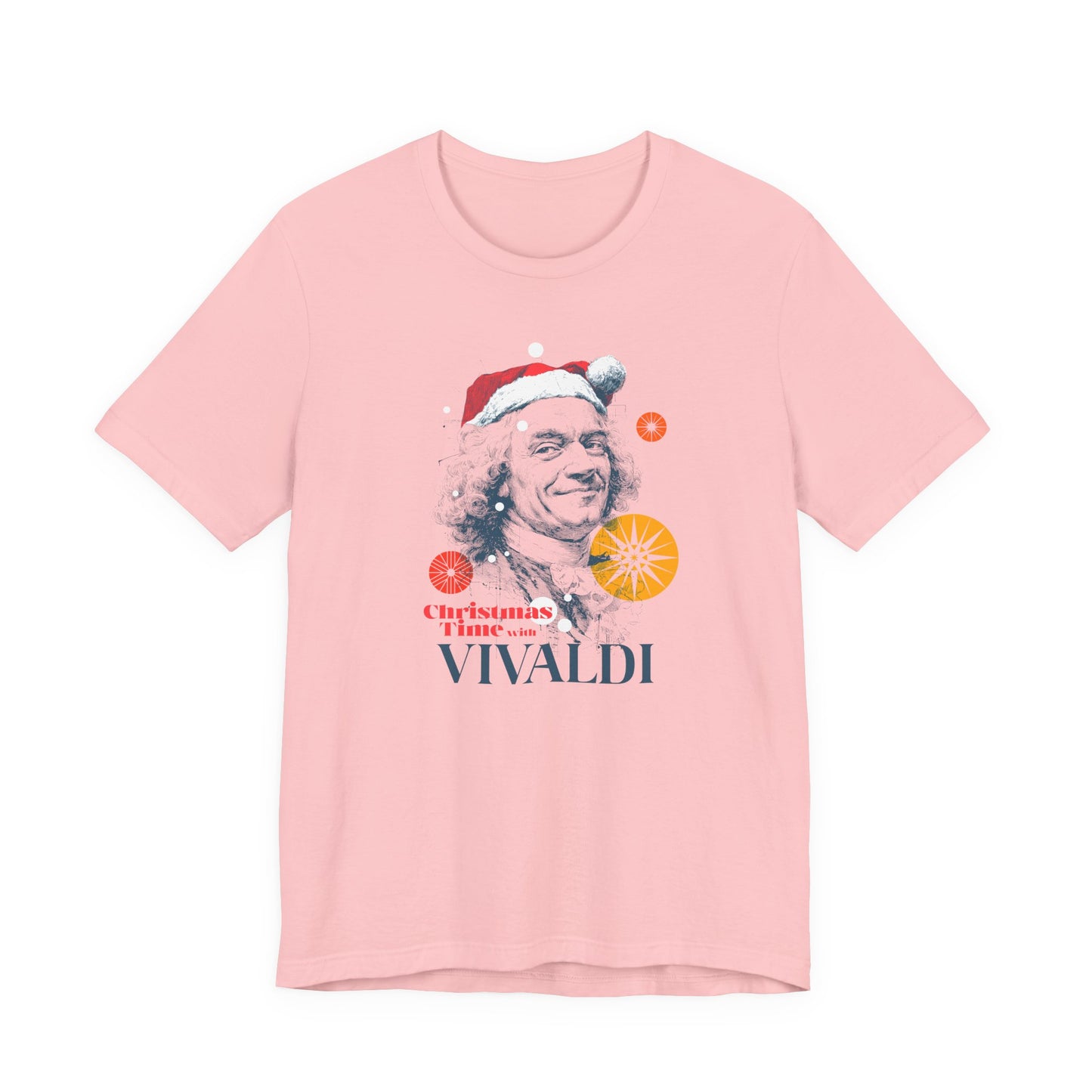 Christmas with Vivaldi - Holiday T-Shirt, Santa Shirt, Vivaldi with Santa Hat T-Shirt, Classical Music Christmas Shirt