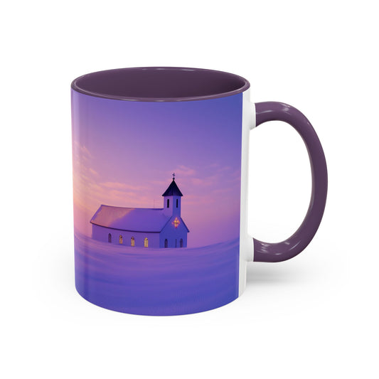 Christmas Choir Mug (USA) - Heavenly Voices Poster, Chapel Print, Snow Sunrise Print, Christmas Poster, Winter Print, Choir Concert Poster
