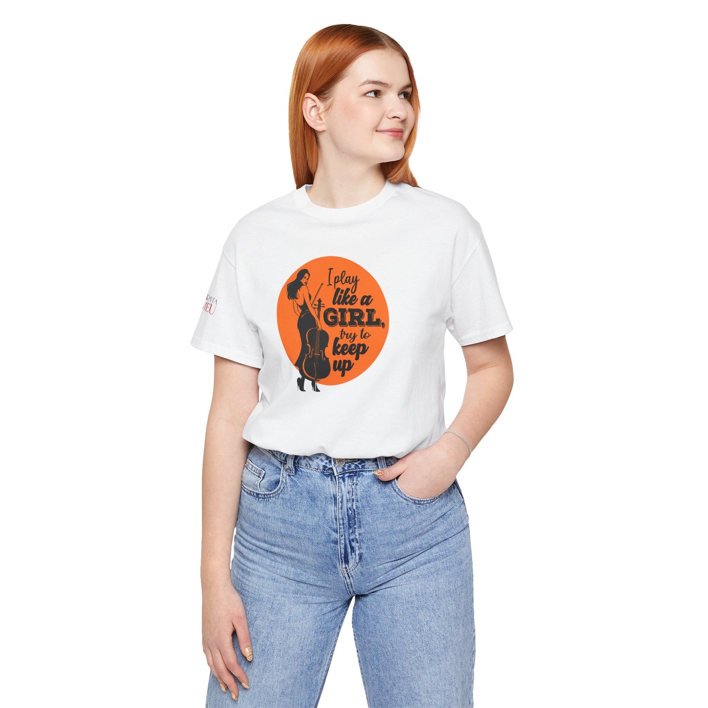 Play like a Girl T-Shirt (Light): Camerata Romeu Shirt, Play like a Girl Shirt, Orchestra Shirt, Female Musician Shirt, Cello Shirt