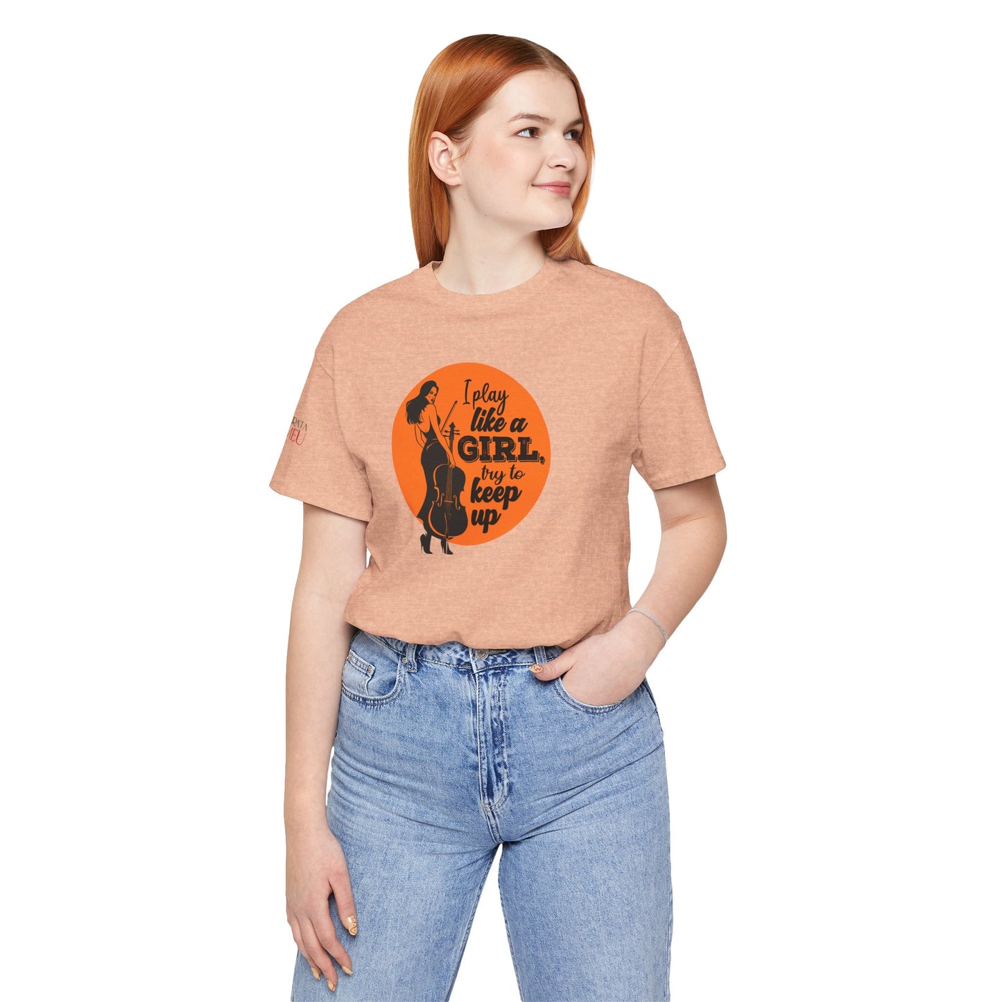 Play like a Girl T-Shirt (Light): Camerata Romeu Shirt, Play like a Girl Shirt, Orchestra Shirt, Female Musician Shirt, Cello Shirt