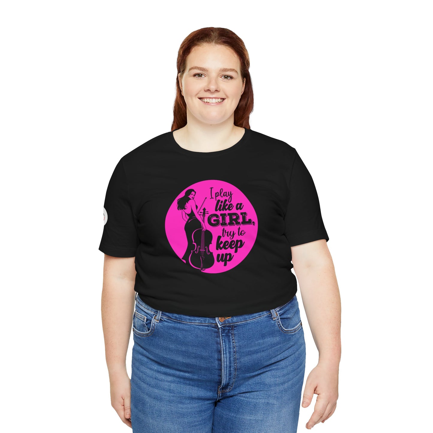 Play like a Girl T-Shirt (Dark): Camerata Romeu Shirt, Play like a Girl Shirt, Orchestra Shirt, Female Musician Shirt, Cello Shirt