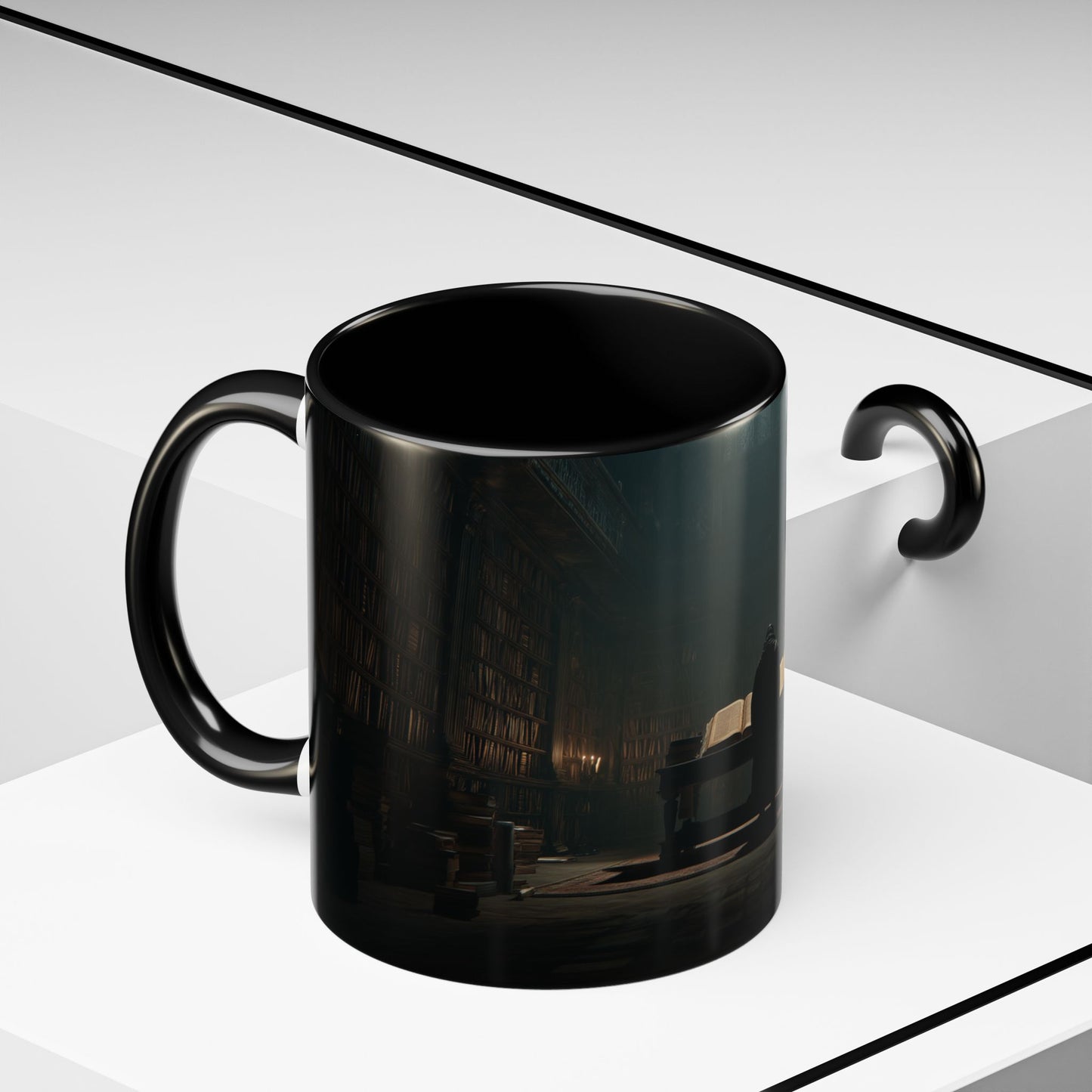 Late Night Studies Mug (EU) - Dark Library Mug, Evening Reading Mug, Moody Library Mug, Cozy Reading Mug, Library Mug