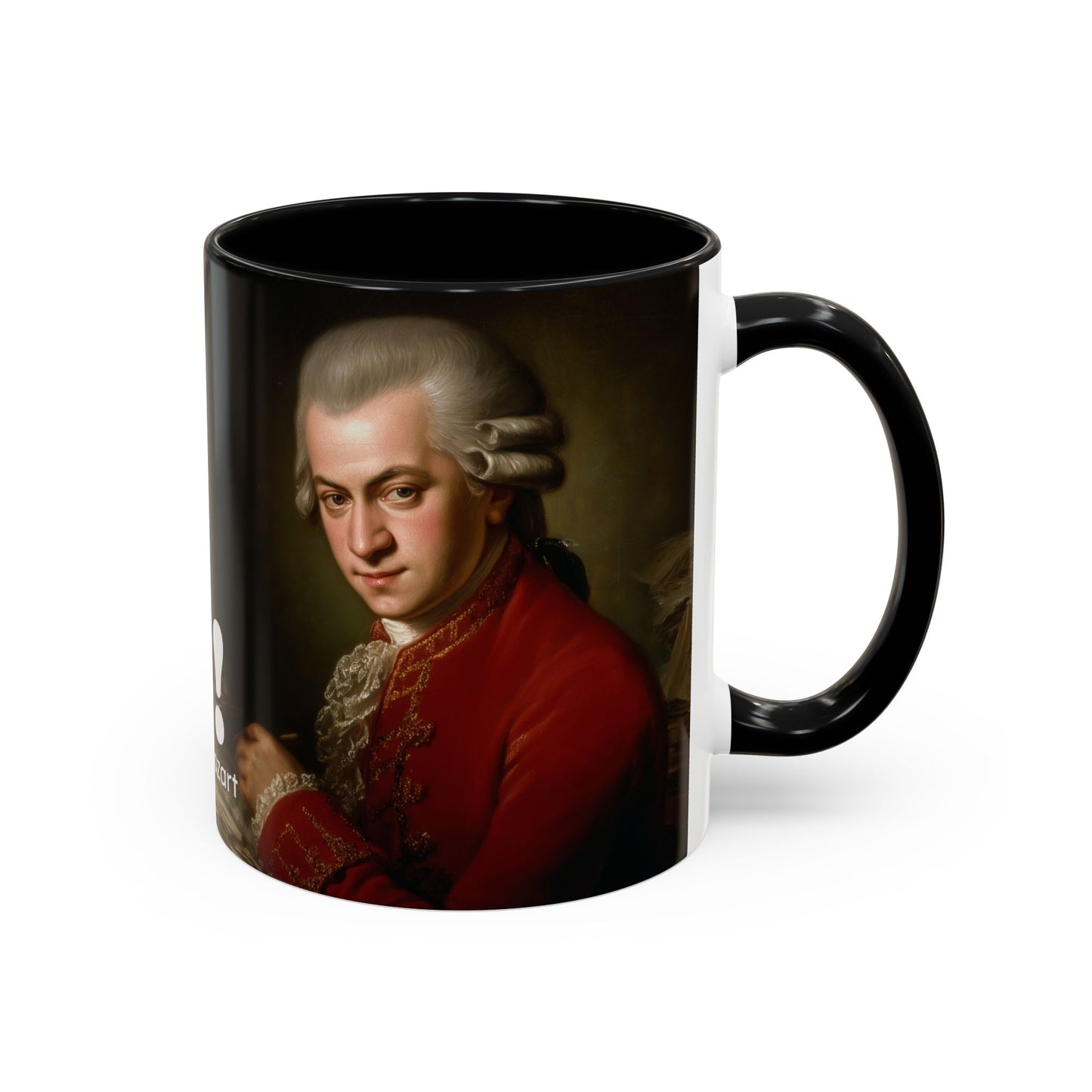 Two Flutes Mug in Black (USA) - Mozart Flute Quote Mug, Mozart Mug, Classical Music Mug, Funny Mozart Quote