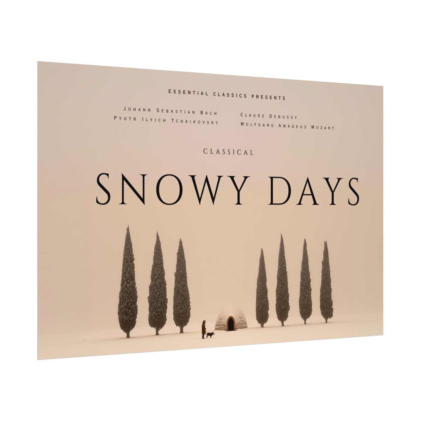 Snowy Days - Calm Classical Music Poster, Winter Print, Snow Poster, Mozart Inspired Print, Bach Inspired poster
