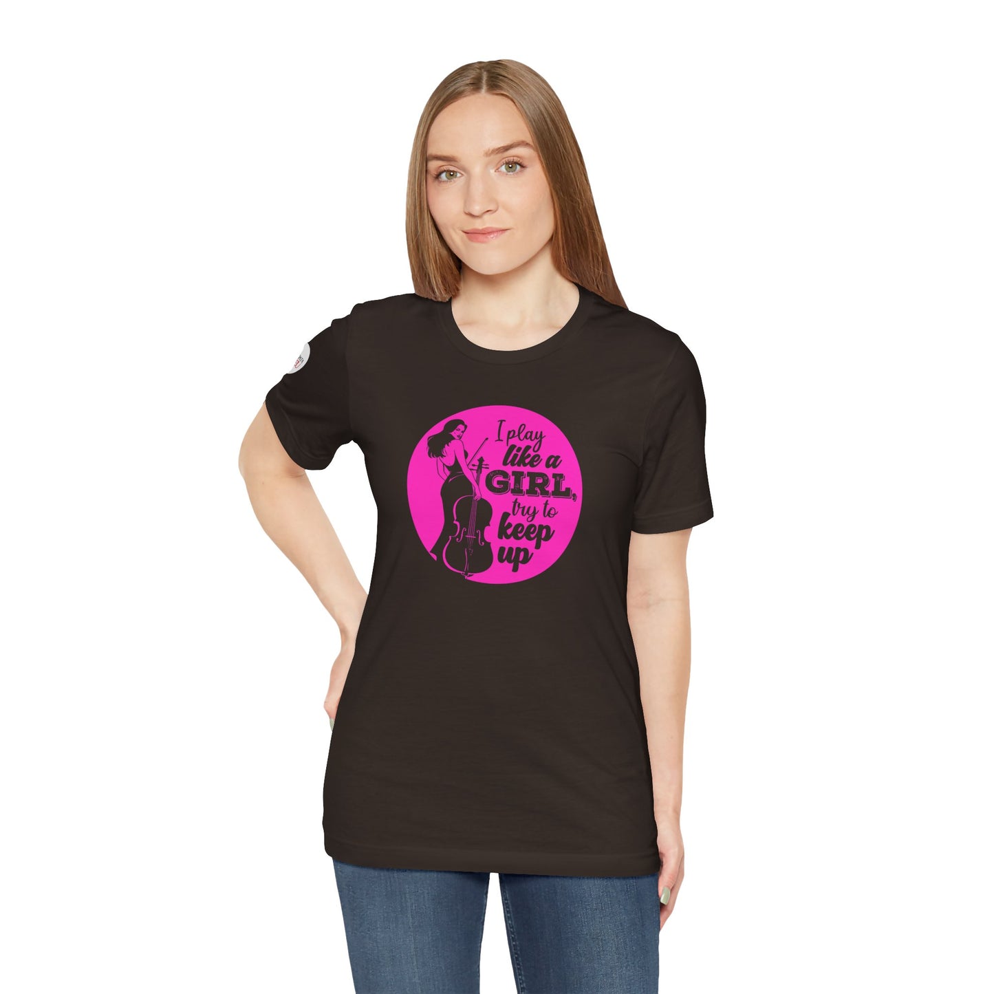 Play like a Girl T-Shirt (Dark): Camerata Romeu Shirt, Play like a Girl Shirt, Orchestra Shirt, Female Musician Shirt, Cello Shirt