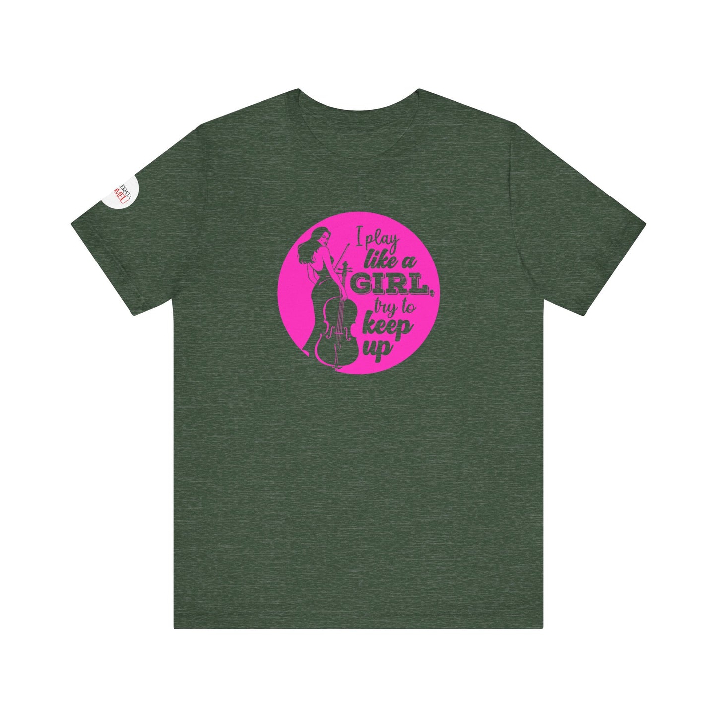 Play like a Girl T-Shirt (Dark): Camerata Romeu Shirt, Play like a Girl Shirt, Orchestra Shirt, Female Musician Shirt, Cello Shirt