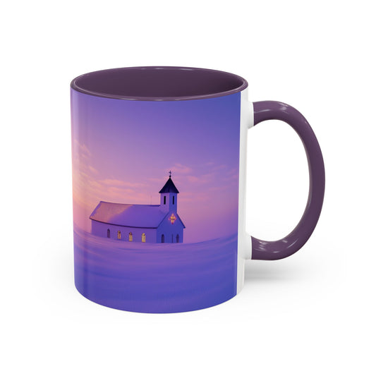 Christmas Choir Mug (EU) - Heavenly Voices Poster, Chapel Print, Snow Sunrise Print, Christmas Poster, Winter Print, Choir Concert Poster