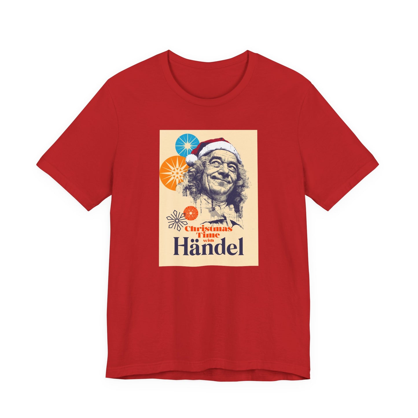 Christmas with Händel - Holiday T-Shirt, Santa Shirt, Händel with Santa Hat T-Shirt, Classical Music Christmas Shirt
