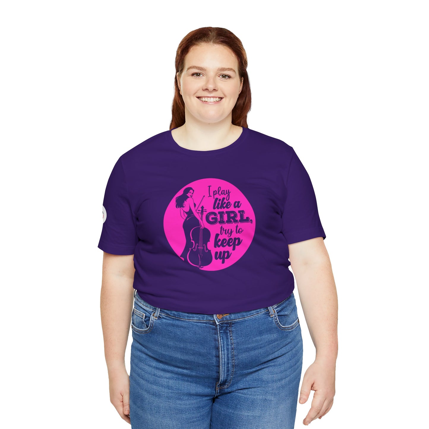 Play like a Girl T-Shirt (Dark): Camerata Romeu Shirt, Play like a Girl Shirt, Orchestra Shirt, Female Musician Shirt, Cello Shirt