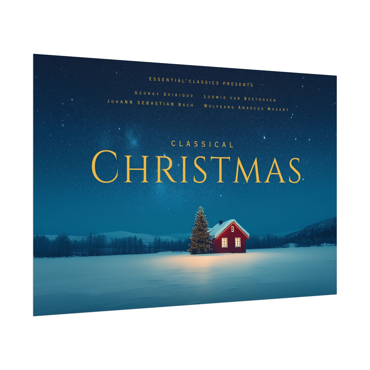 Classical Christmas- Winter Hut Poster, Christmas Print, North Pole Poster, Classical Music Print, Christmas Decor Poster