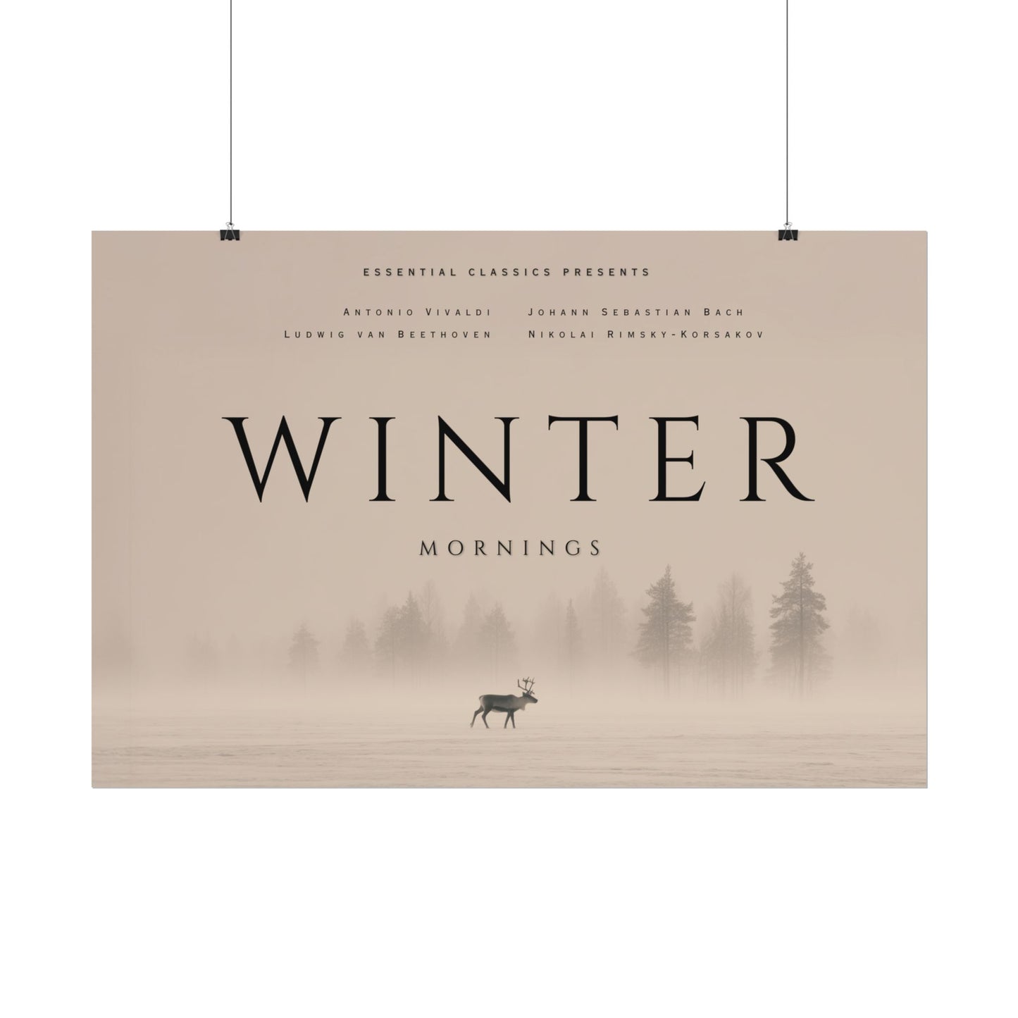 Winter Morning - Classical Music Rolled Poster, Mozart Vivaldi & Bach Inspired Art, Winter Print, Soft Morning Poster, Wilderness Print