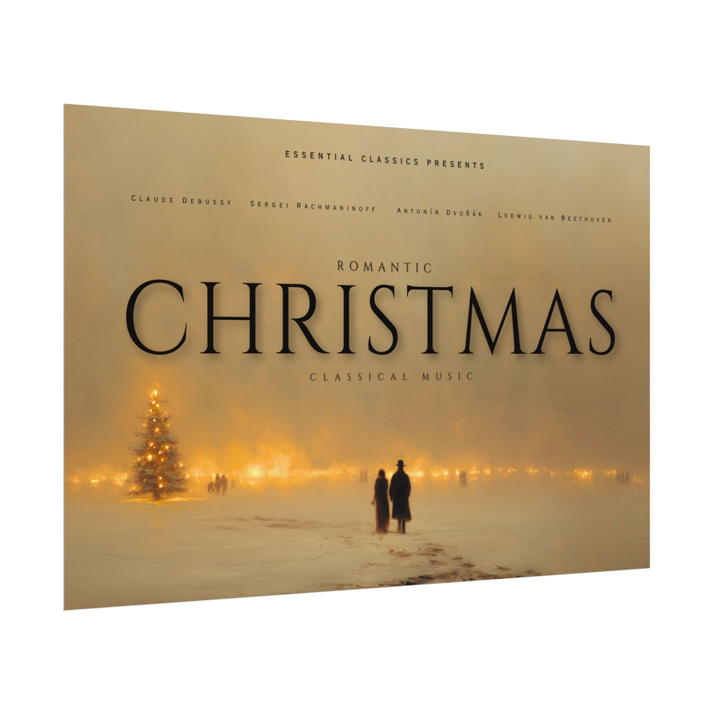 Romantic Christmas - Classical Music Inspired Poster, Winter Wonderland Print, Christmas Poster, Winter Print, Christmas Lights Poster